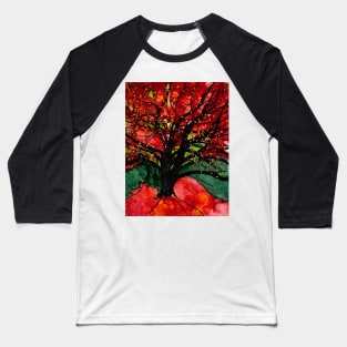 Blazing Red Orange Autumn Tree Baseball T-Shirt